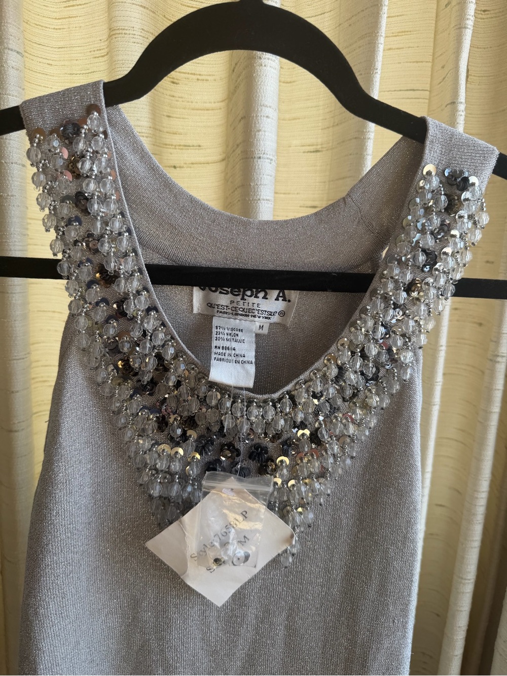 Joseph A. Petite Silver Beaded Embellished Knit Tank - Picture 2 of 7